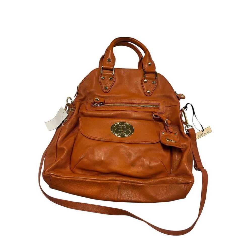 Emma Fox Orange Leather Fold Over Bag Bohemian Festival Hippie Floral Lining